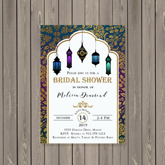 Moroccan Bridal Shower Invitation Moroccan Lamp Shower Etsy