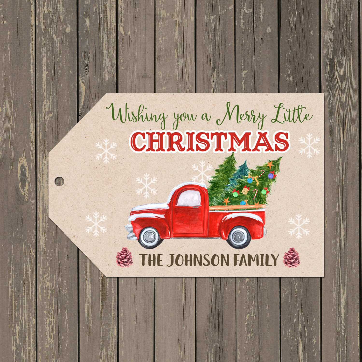 Red Truck Christmas Gift Tags Vintage Red Truck and Tree | Etsy