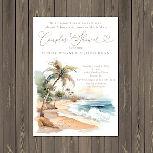 Beach Couples Shower Invitation: Tropical Island Design (Printable or Printed)