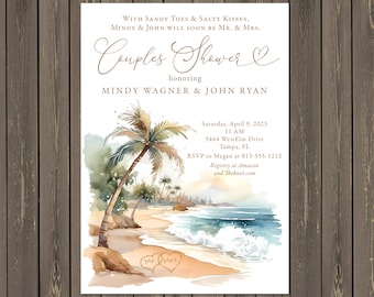 Beach Couples Shower Invitation: Tropical Island Design (Printable or Printed)