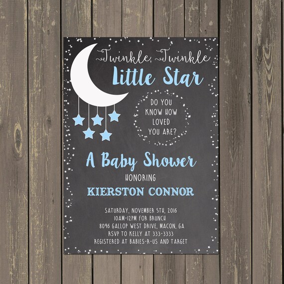 Moon And Stars Baby Shower Invitation Little Star Shower Invitation