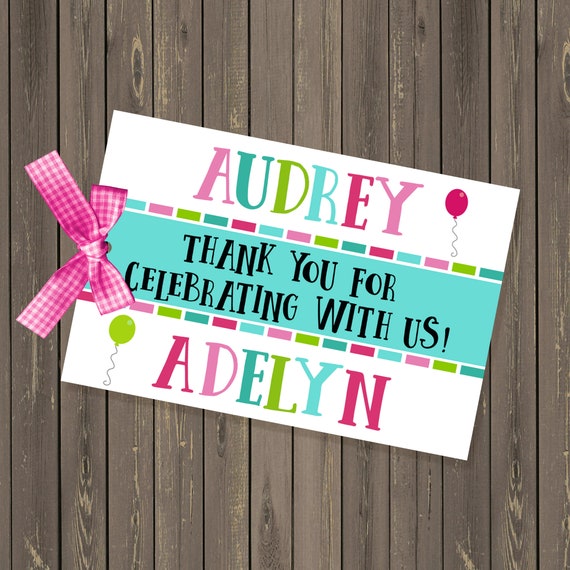 Joint Birthday Party Favor Tags, Favor Tags for 2, Two name favor tags, Friends party favor tags, Sibling Favor tags, Printable Il_570xn