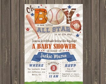 Sports Baby Shower Invitation, Baby Boy All-Star Baby Shower Invitations, Baseball Shower Invitations, Baby Boy Shower, Printable or Printed