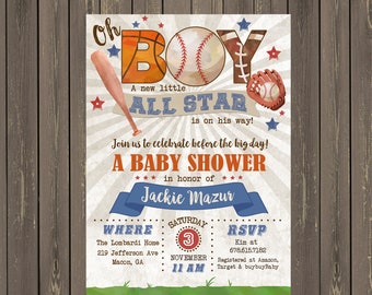 Sports Baby Shower Invitation: All-Star Baby Boy (Printable or Printed)