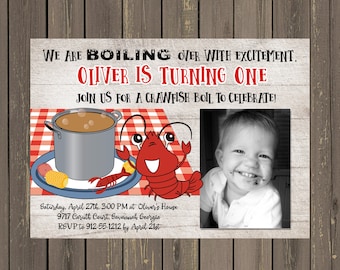 Crawfish Boil 1st Birthday Invitation: Low Country Party (DIY or Printed)