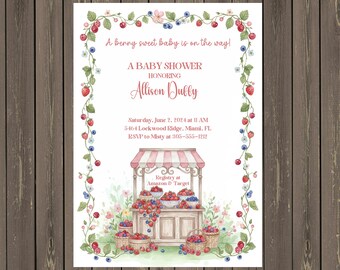 Berry Sweet Baby Shower Invitation • Fruit Stand Theme (Editable, Instant Download)