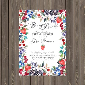 Berry Bridal Shower Invitation, Fruit-Themed Bridal Shower, Berry Bridal Invite, Berries Bridal Shower, Strawberry, Printable or Printed