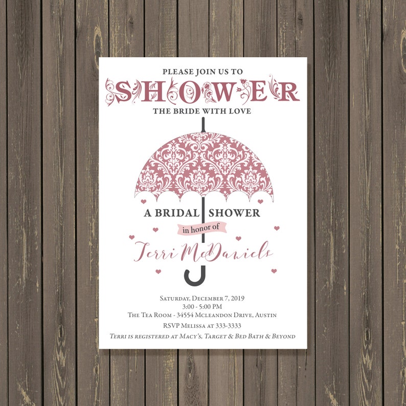 Umbrella Bridal Shower Invitation Gift Card Bridal Shower Etsy