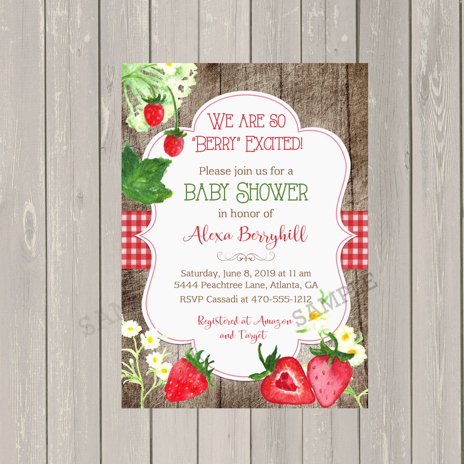 Strawberry Baby Shower Invitation Berry Sweet Baby Shower Etsy