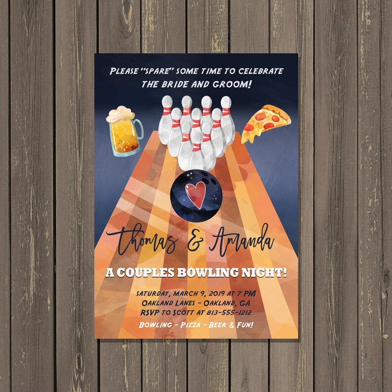 Bowling Couples Shower Invitation Bowling Engagement Party Etsy
