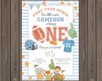Rookie of the Year Football Birthday Invitation: Sports Theme (Printable or Printed)