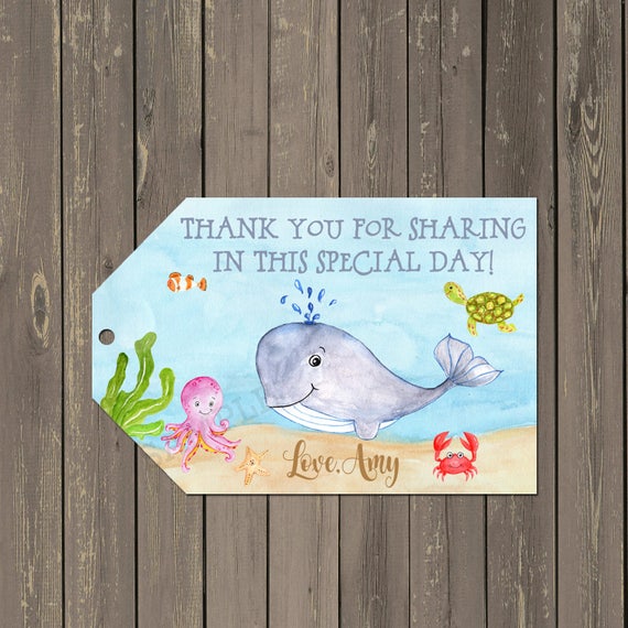 Download Ocean Baby Shower Favor Tags Sea Animals Baby Shower Thank Etsy