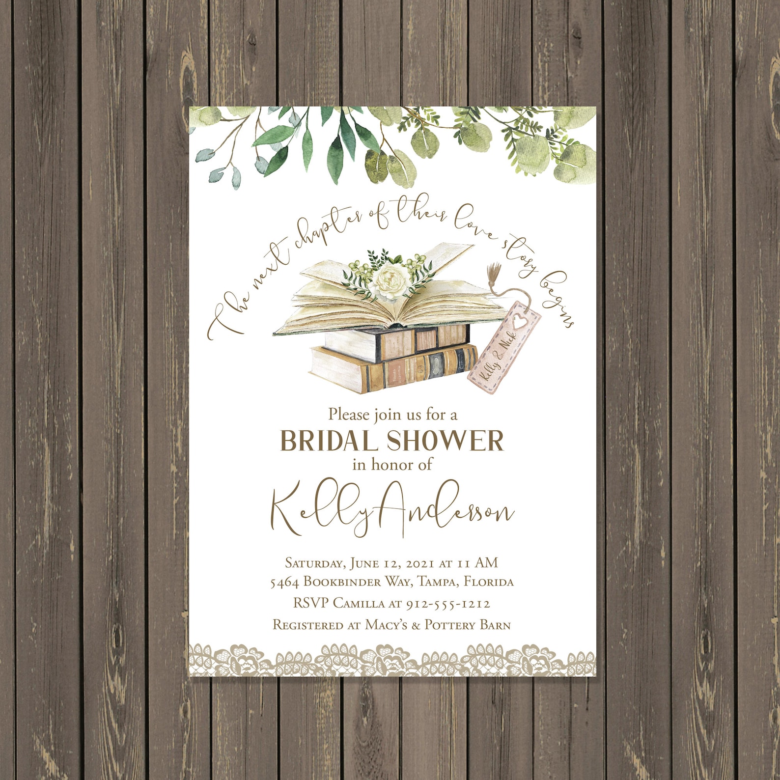 Book Themed Bridal Shower Invitation Library Shower Etsy