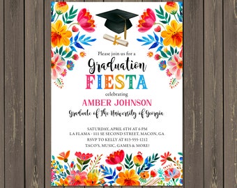 Mexican Fiesta Graduation Invitation: High School or College (Printable)