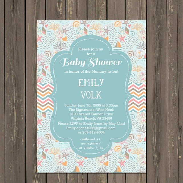 Ocean Baby Shower Invitation Beach Baby Shower Invite Shell Baby