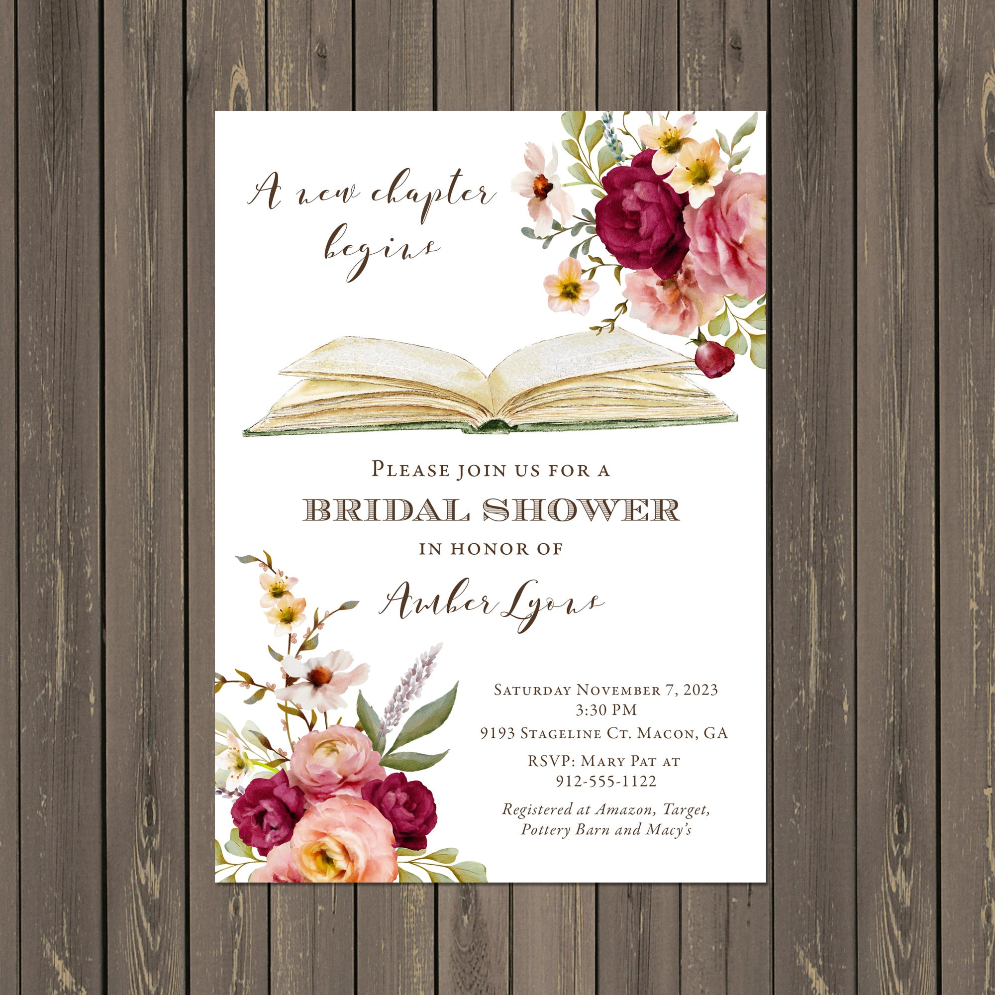 Watercolor Book Bridal Shower Invitation: Library Theme, Printable or  Printed - Etsy, image size:2000x2000