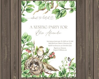 Birds Nest Baby Shower Invitation: Nesting Party Invite (Printable)
