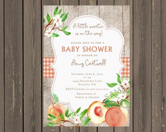 Sweet Peach Baby Shower Invitation: Printable or Printed