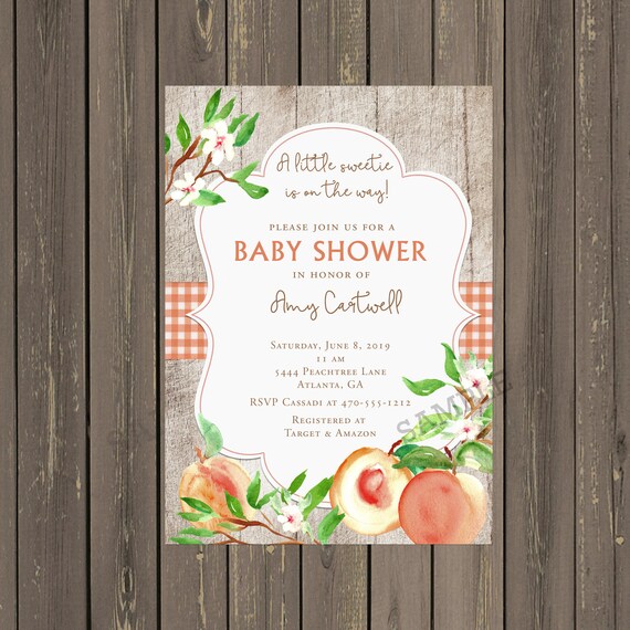 Sweet As A Peach Baby Shower / Peaches Baby Shower Invitation Sweet