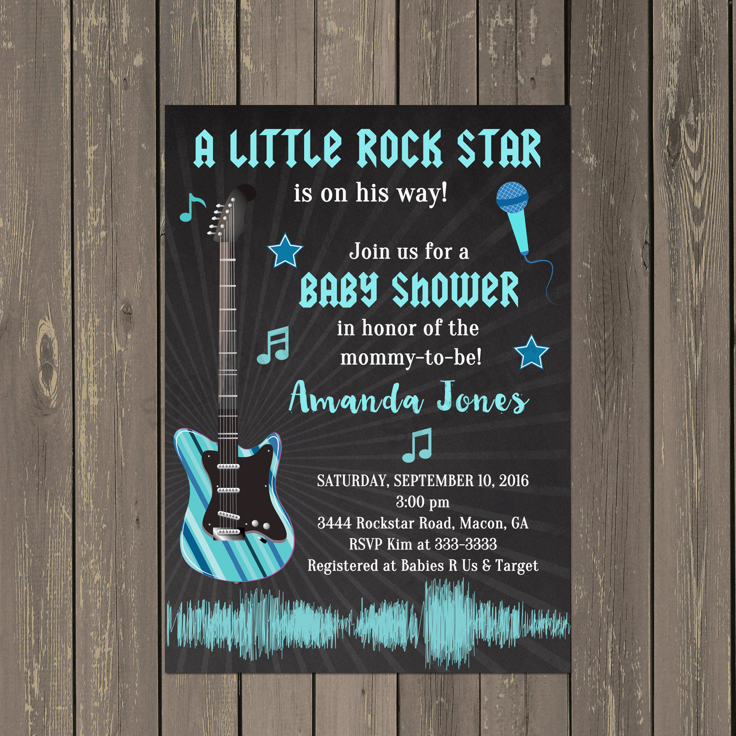 Rock Star Baby Shower Invitation Rock and Roll Baby Shower Etsy
