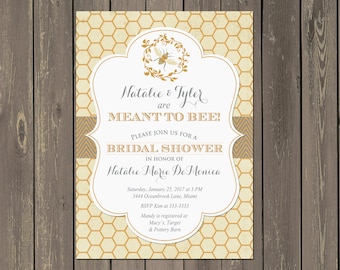 Vintage Bee Bridal Shower Invitation: Meant To Bee (DIY or Printed)
