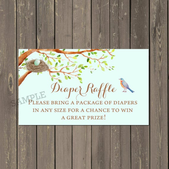 Bird Diaper Raffle Tickets, Bird Baby Shower Diaper Raffle, Diaper Shower, Feather the Nest Diaper Raffle, Instant Download Il_570xn
