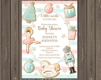Nutcracker Baby Shower Invitation, Little Sweetie (Printable or Printed)