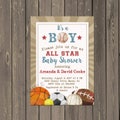 Sports All Star Baby Shower Invitation, Little All Star Baby Shower Invitations, Baseball Shower Invitations, Baby Boy Shower
