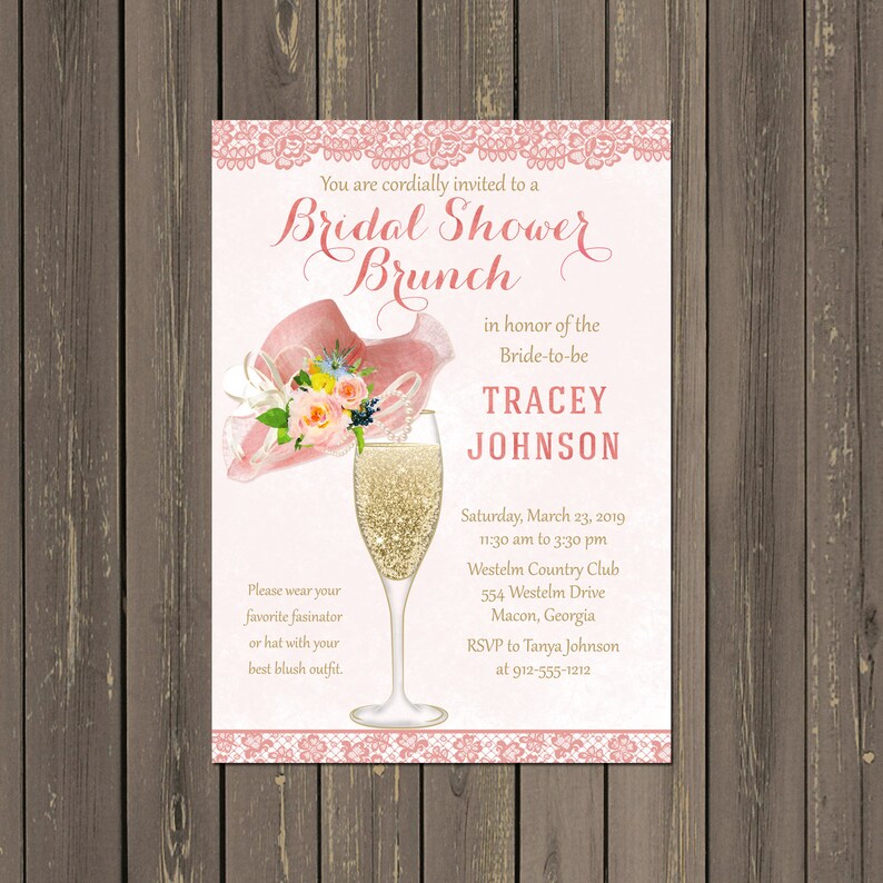 Bridal Shower Brunch Invitation Fancy Hat Fascinator Bridal Etsy