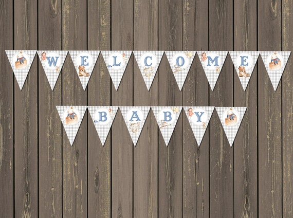 Nursery Rhyme Banner for Baby Shower or Birthday, Humpty Dumpty Banner, Storybook Banner, Any Wording, Choose Text Color, Print yourself Il_570xn