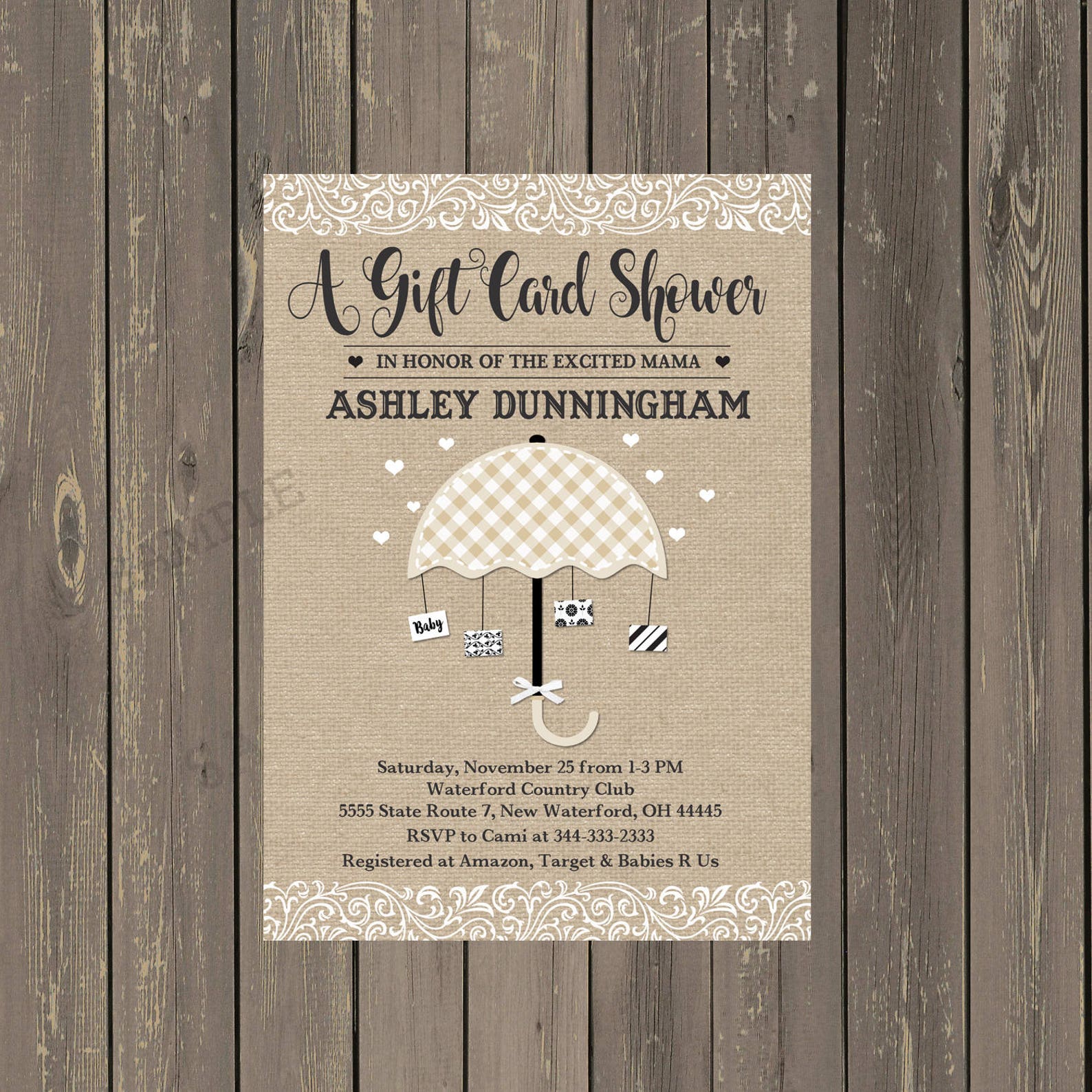 Gift Card Baby Shower Invitation Umbrella Baby Shower | Etsy