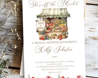 Invitación para despedida de soltera en el mercado de agricultores: Floristería vintage (imprimible o impresa)