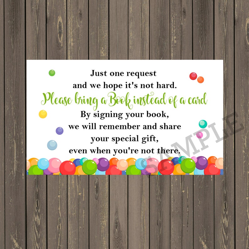 Ready to Pop Book Request Card, Bubbles Ready to Pop Books for Baby Card, Book instead of Card Insert, Instant Download image 2
