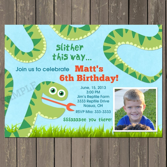 Snake Birthday Invitation, Snake Birthday Party Invite, Reptile Party