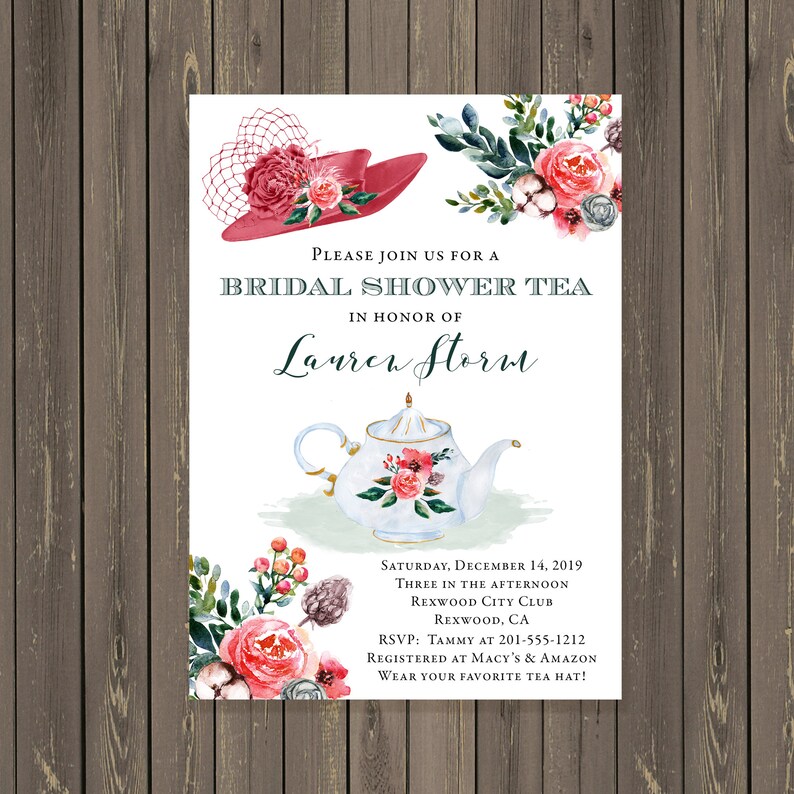 Bridal Shower Tea Invitation Bridal Shower High Tea Invite Etsy