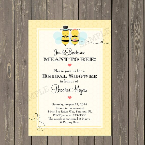 Bumblebee Bridal Shower Invitation, Bee Shower Invitation, Meant to Bee Shower Invite, Couples Shower, Yellow & Black Il_570xn