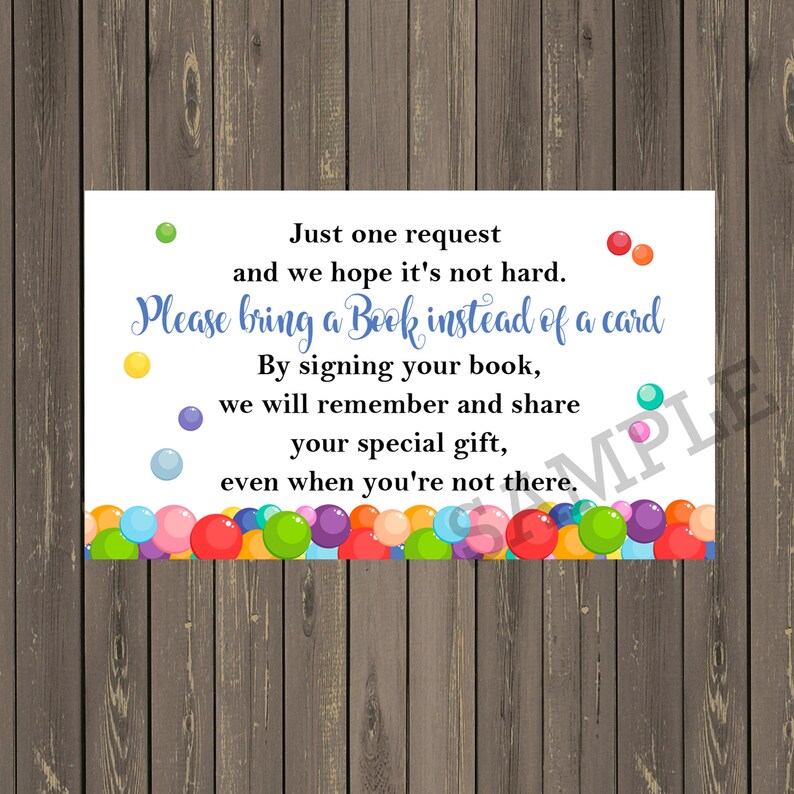 Ready to Pop Book Request Card, Bubbles Ready to Pop Books for Baby Card, Book instead of Card Insert, Instant Download image 1