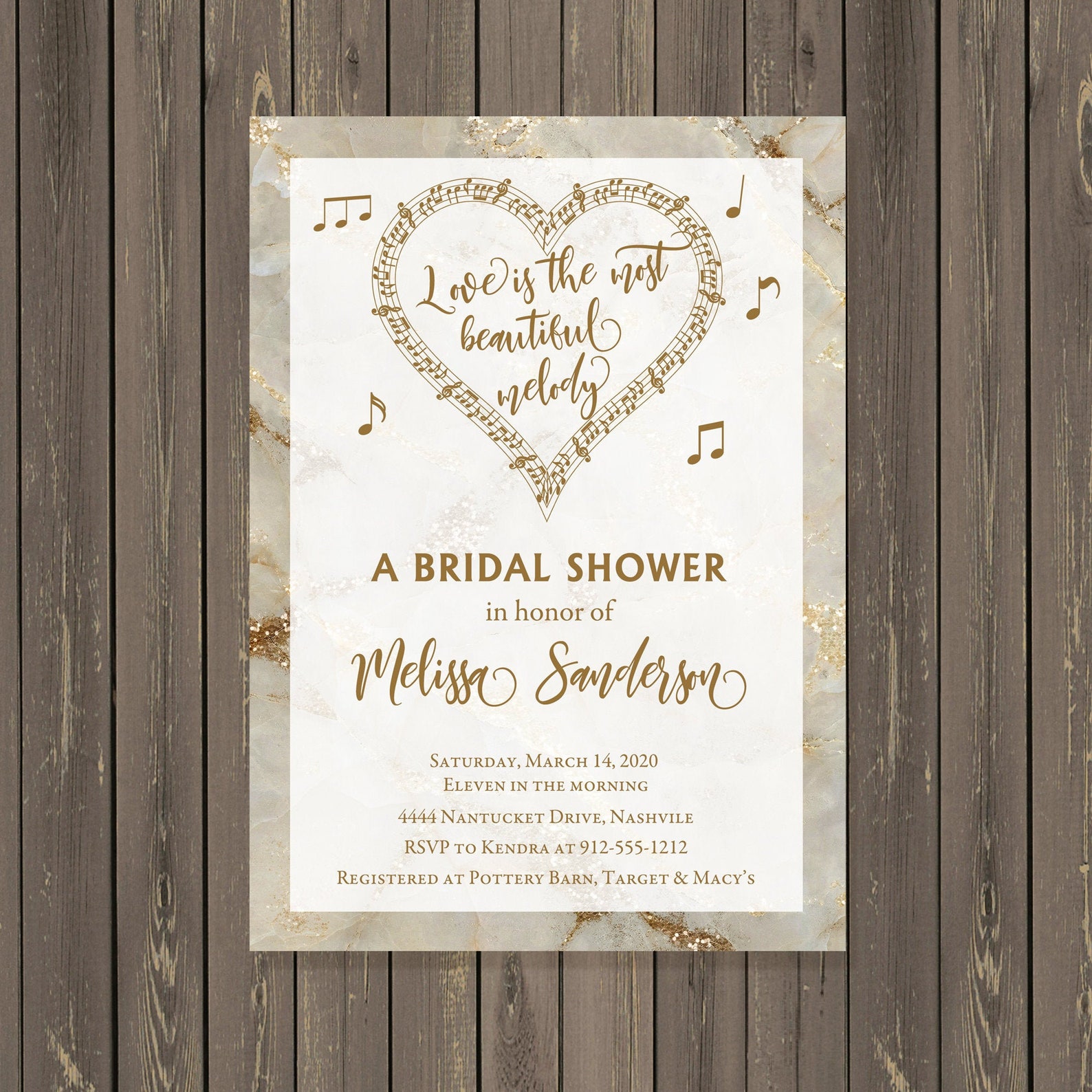 Music Themed Bridal Shower Invitation Music Note Bridal Etsy