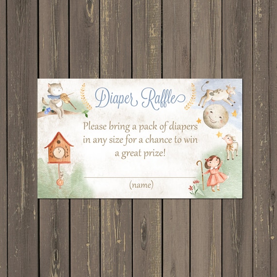 Nursery Rhyme Diaper Raffle Tickets, Nursery Rhyme Diaper Raffles, Storybook Diaper Raffle Tickets, Instant Download Il_570xn