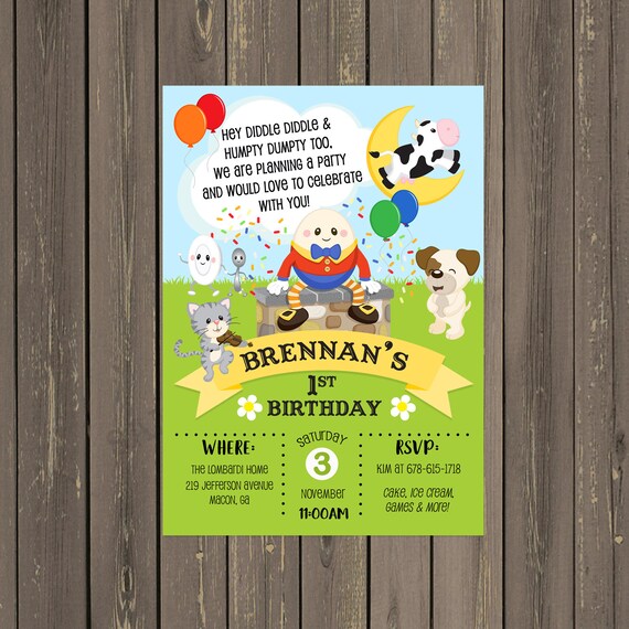 Nursery Rhyme Birthday Invitation Story Book Birthday Party