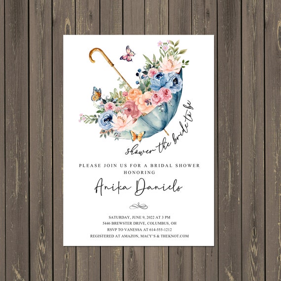 Bridal Shower Umbrella Invitations