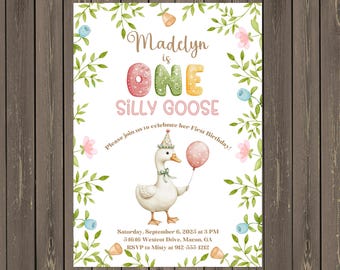 Silly Goose 1st Birthday Invitation: Printable or Printed