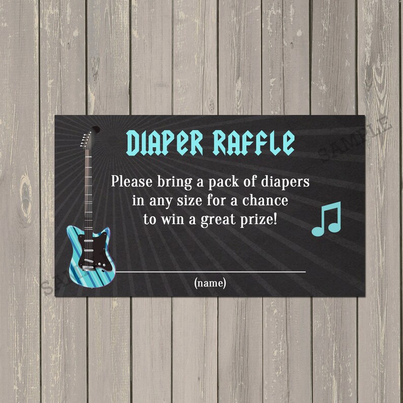 Rock Star Baby Shower Invitation, Rock and Roll Baby Shower Invite, Guitar Shower Invite, Teal and Blue Boy Baby Shower, Printed or DIY image 4