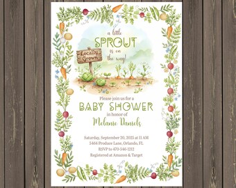 Vegetable Garden Baby Shower Invitation | Editable Template (Digital Download)