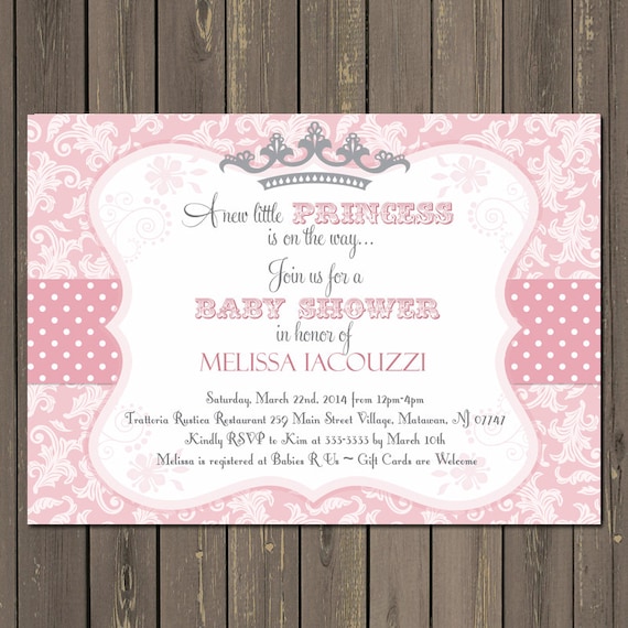 Princess Baby Shower Invitation, Pink and Grey Little Princess Baby Shower Invitation, Tiara Baby Shower Invitation, Printable or Printed Il_570xn
