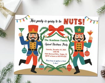 Nutcracker Christmas Party Invitation | Funny Holiday Party Template | Festive Nutcracker Christmas Invite | Editable | Instant Download