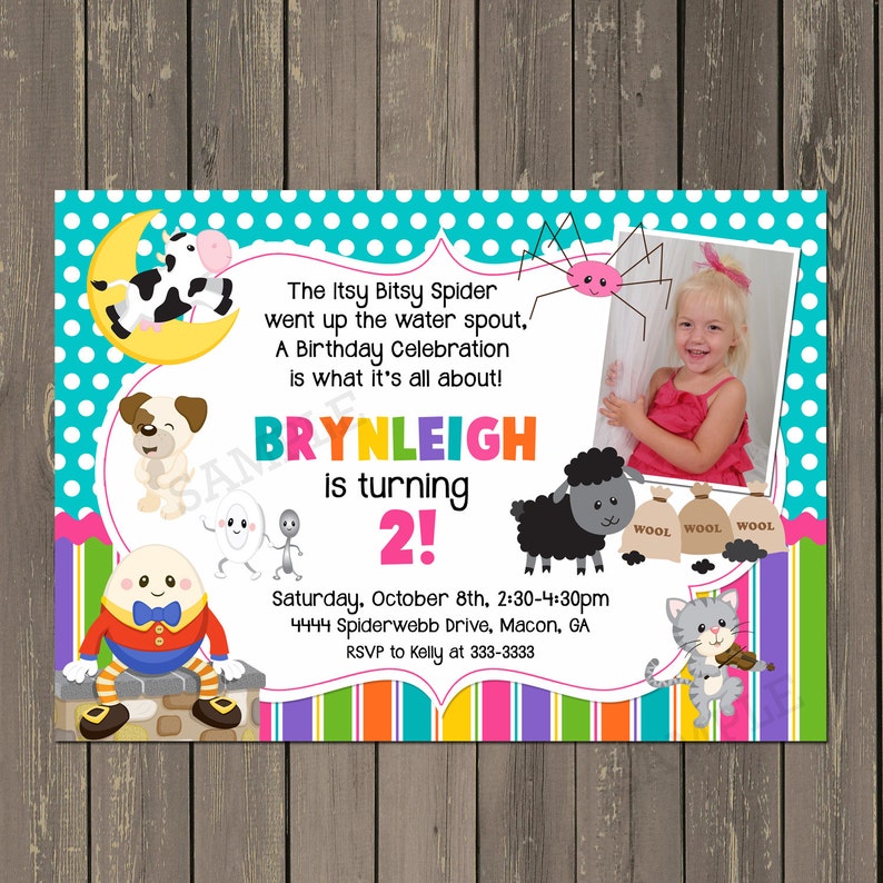 Nursery Rhyme Birthday Invitation Story Book Invitation Etsy