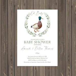 Mallard Duck Baby Shower Invitation, Duck Themed Baby Shower Invitation, Baby Boy Shower Invitation, Printable or Printed