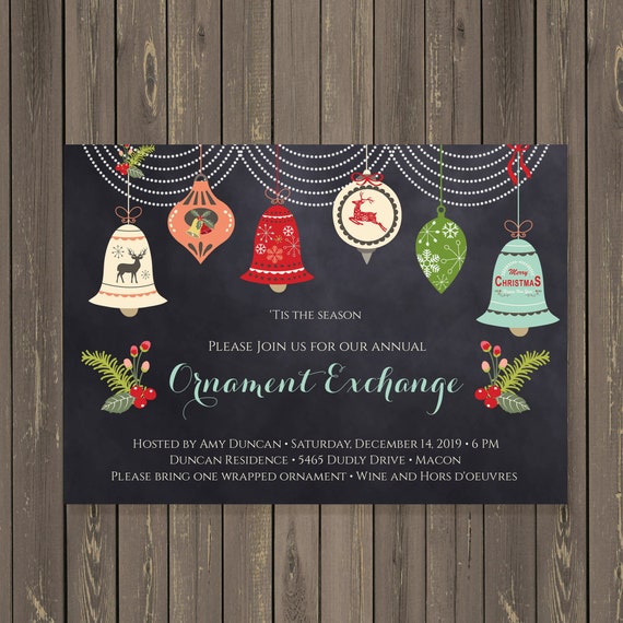 Christmas Ornament Exchange Invitation, Ornament Swap Invitation