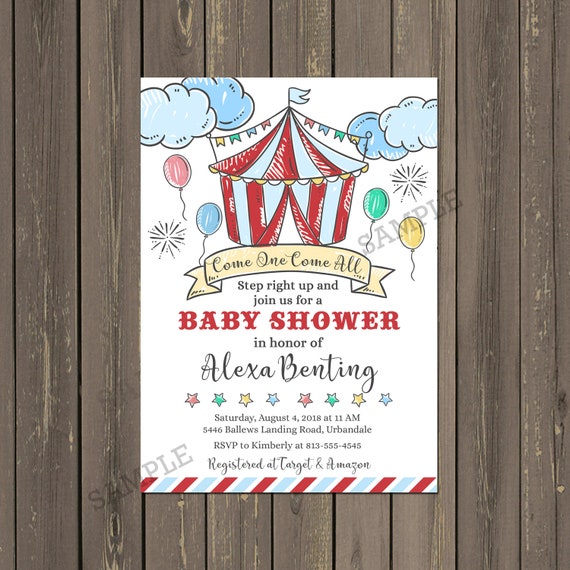 circus themed baby shower invitations
